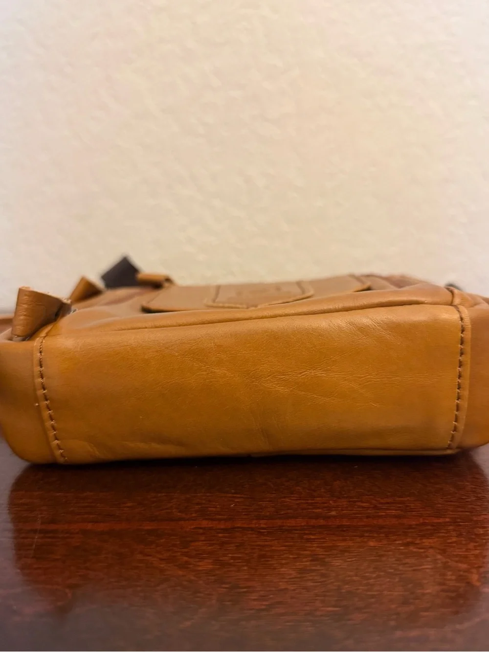 Bull Captain Leather Shoulder Crossbody Bag Messenger Adjust Strap Camel Brown